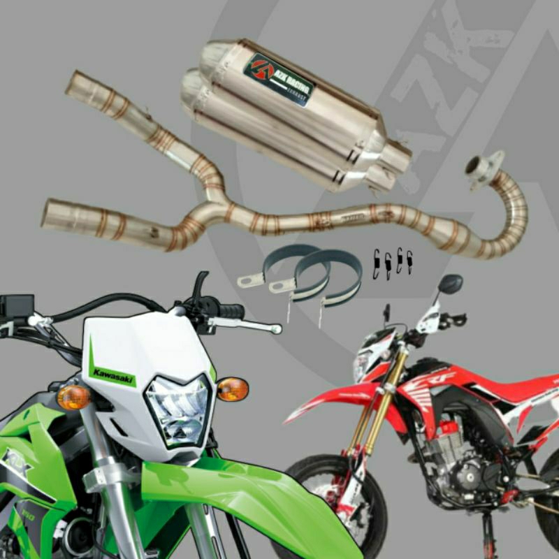 Knalpot Kawasaki KLX 150 BF Crf 150 dobel silencer azk racing