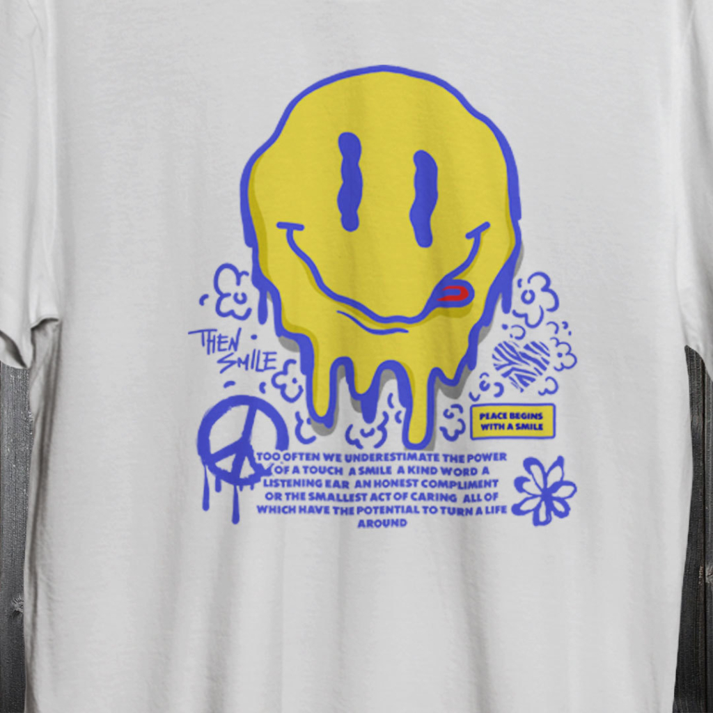 FORTGLASS SMILEY KAOS MOTIF PRIA COTTON COMBED 30S REGULER FIT LENGAN PENDEK