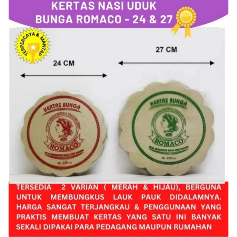 

isi 100 lembar kertas alas nasi laminasi bulat warna coklat ukuran 24cm dan 27cm