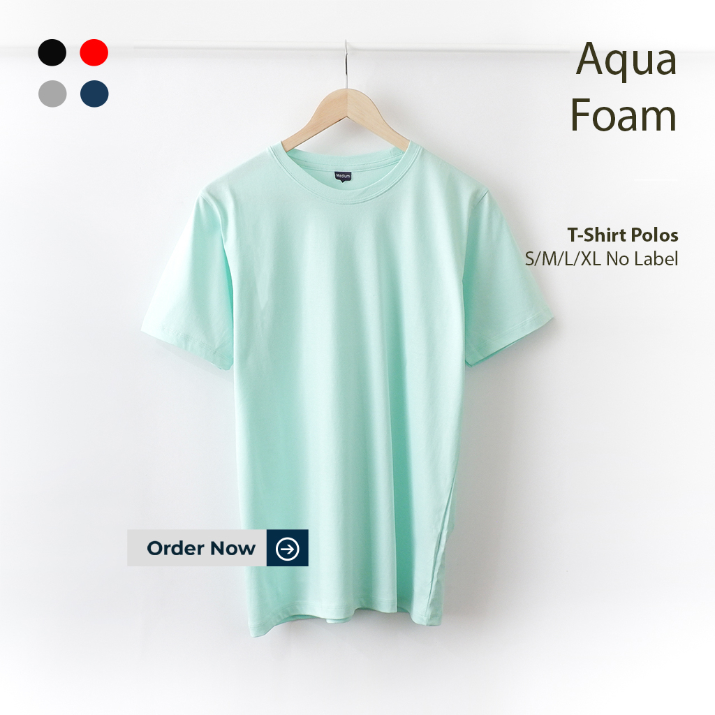 KAOS POLOS PRIA AQUA FOAM TANGAN PENDEK UKURAN S-XL BAHAN COTTON COMBED 30S ORGINAL