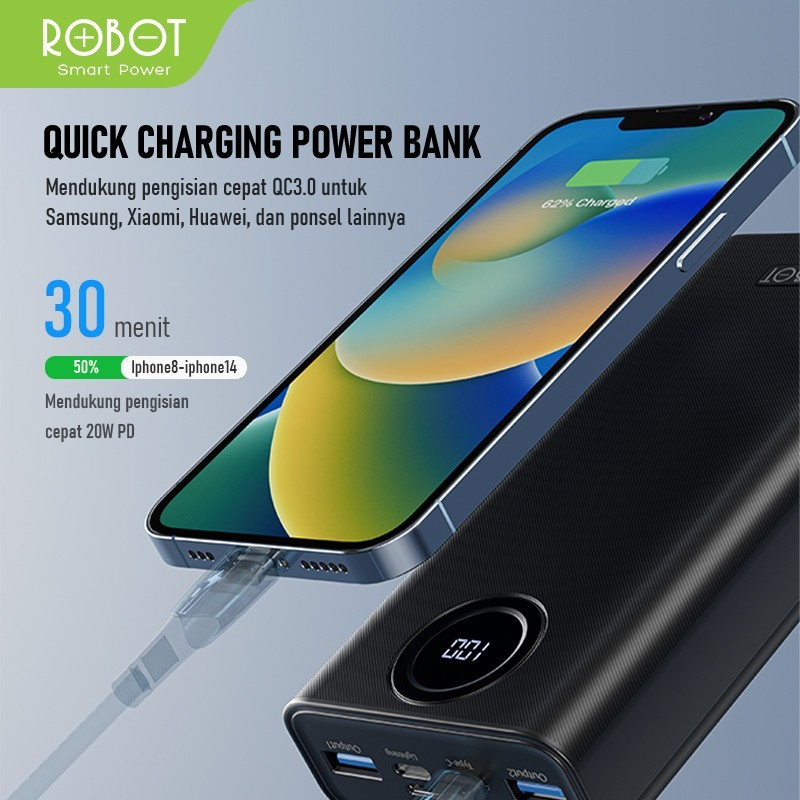 PowerBank ROBOT 20000mah RT23 Quick Charging Powerbank 3 Port Original