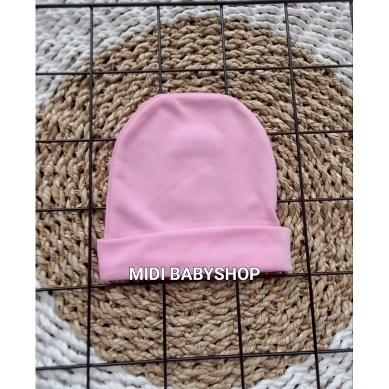 Serian Pink - 3 Pcs Topi Kupluk Bayi Baru Lahir Topi Bayi 0 - 3 Bulan Pink Series Pip Mim Babywear