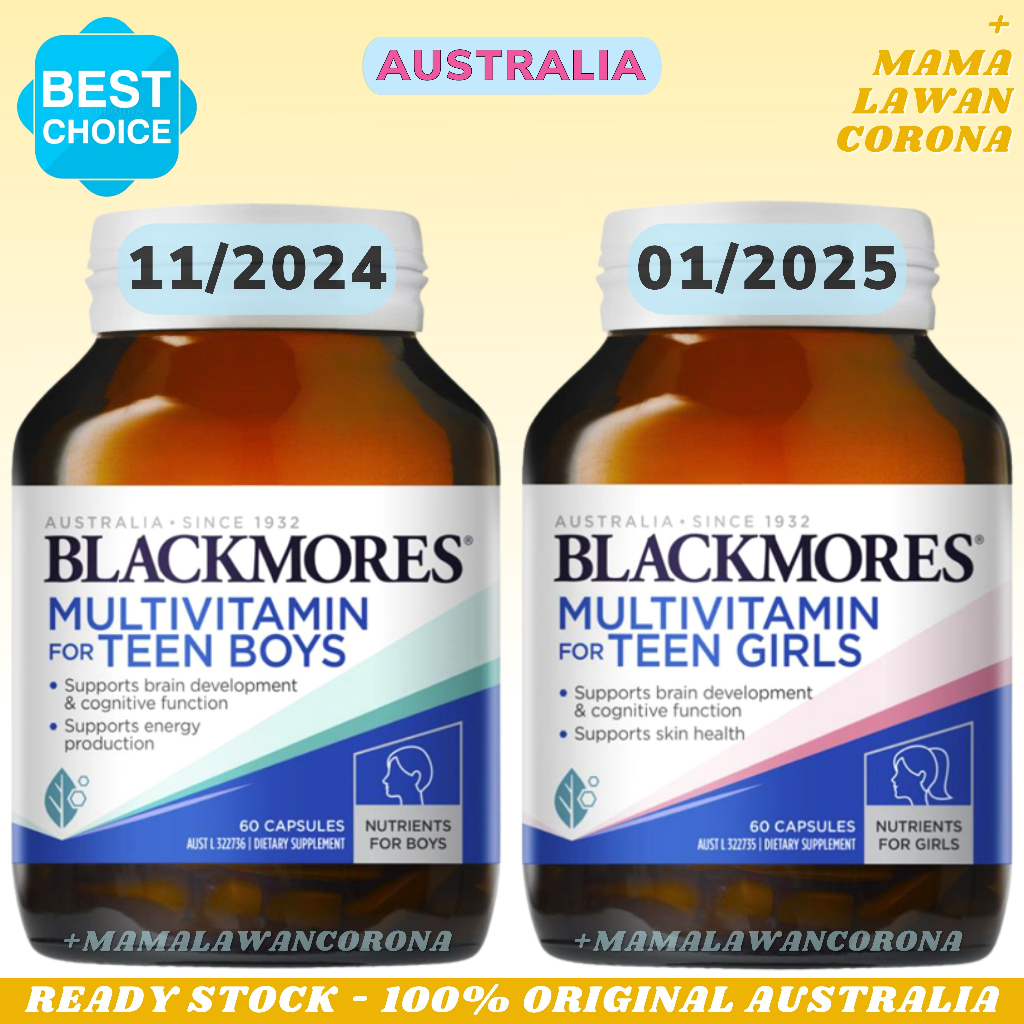 BLACKMORES Multivitamin  Teen Boys Boy Girls Girl 60 Capsules Kapsul / Immune 90 Tablets AUSTRALIA Tablet / Multivitamin For Men Women For 50+ 50 Plus 90 Caps Man Woman Multivitamins Vitality Multi