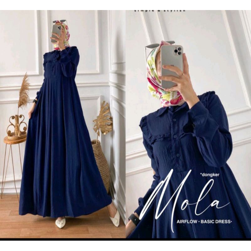 GAMIS MOLA DRES GAMIS BAHAN CRINGKLE AIR FLOW PREMIUM