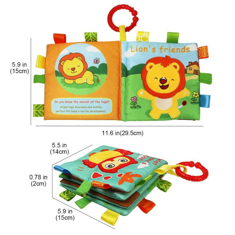Mainan Edukasi Bayi Buku Kain Cerita Hewan Story Cloth Book Animal Baby Kado Mainan Buku Bantal Gantung Teether Sensory Anak Bayi Tummy Time
