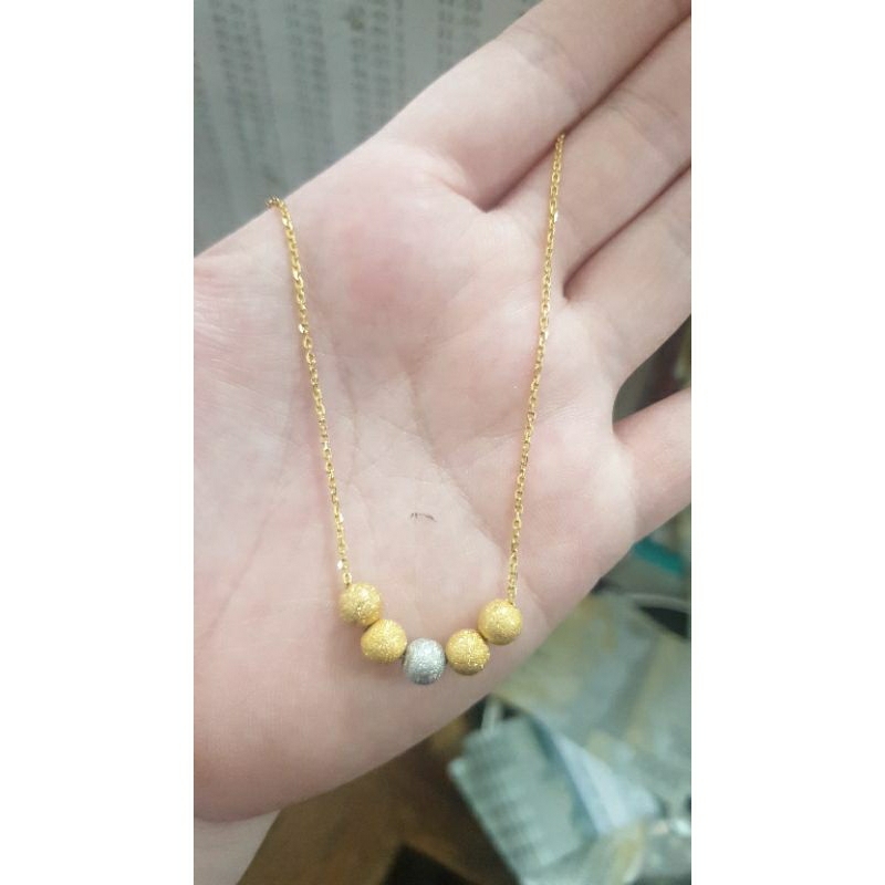 kalung pentol bola pasir gold rosegold rose gold silver kombinasi emas asli 375 8k hwt