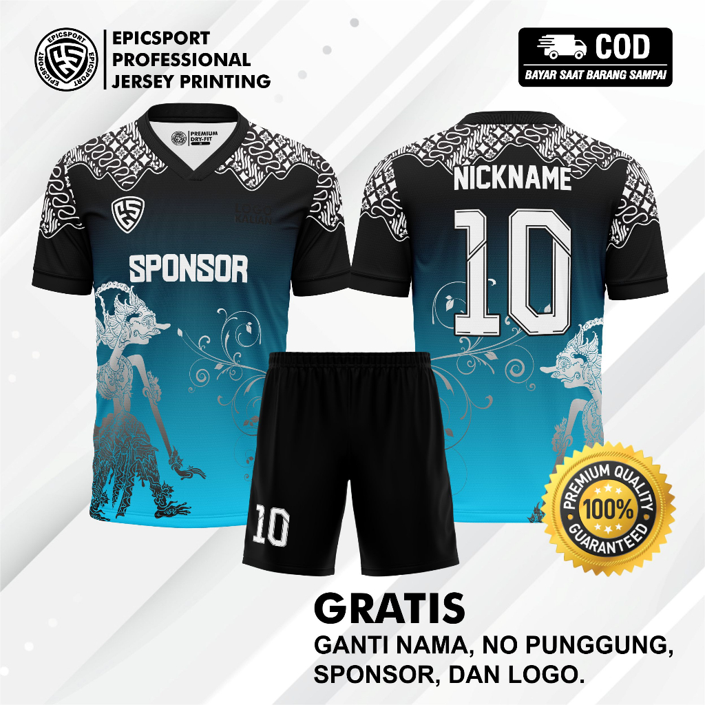 Jersey futsal wayang setelan fullprinting jersey futsal custom bola printing jersey volli jersey bad