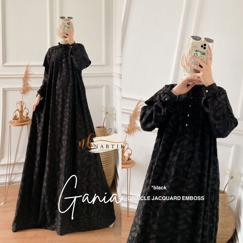 Dres gamis GANIA maxy bahan crincle emboss original by nabtik