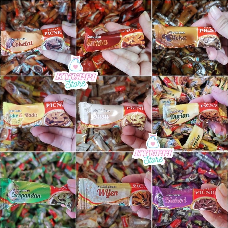 

Dodol Picnic Kemasan Berbagai Macam Rasa 500 gr Ecer Campur Coklat Mocca Cocopandan Durian Wijen