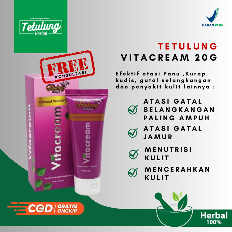 Tetulung Vitacream 20gr - Obat Selangkangan Gatal - Salep Gatal Selangkangan - Obat Gatal Gatal - Ob