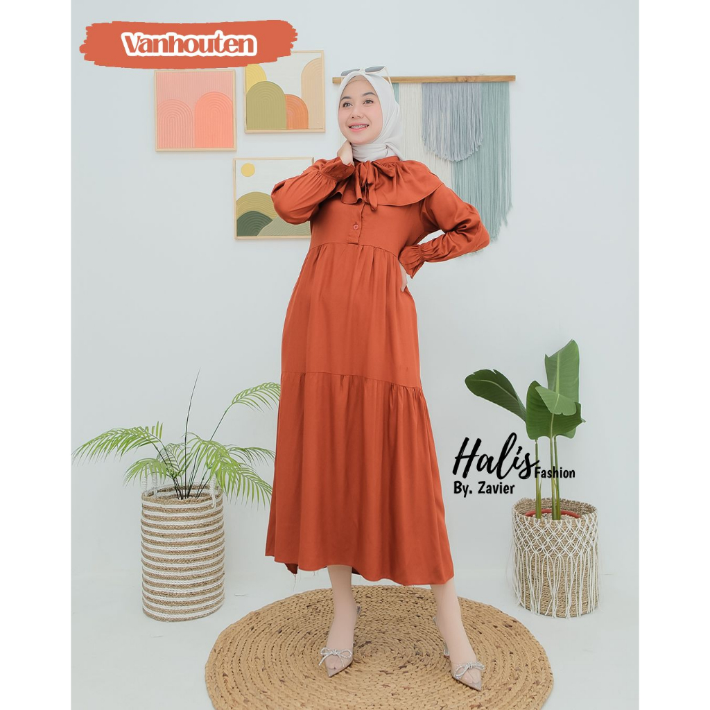 MIDI dress katun twill halis fashion syari cotton adem terbaru