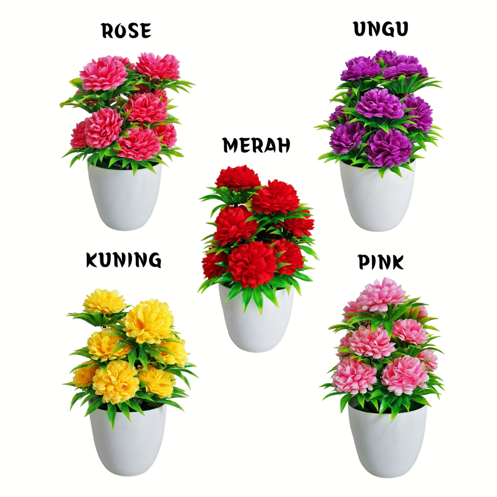 Satu7an PBP17 - PBP20 Tanaman Hias Plastik Pot Bunga Mini Artificial Flowers &amp; Plants