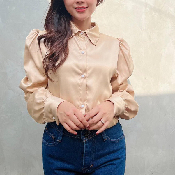 Bellpuff Sateen Silk SATEEN Blouse Atasan Wanita Terbaru