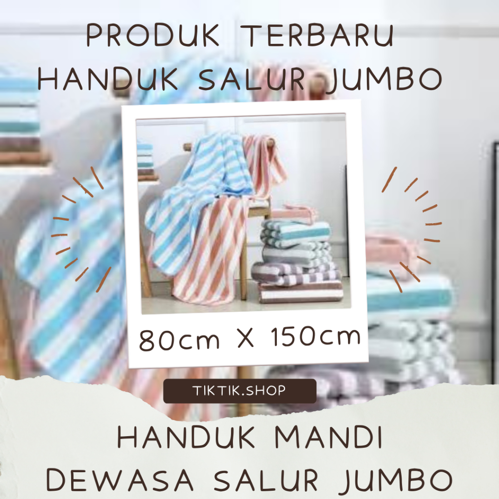 Handuk Mandi Salur PREMIUM Quick Dry Microfiber Bulu Garis Lembut 80x150 Super Serap Air