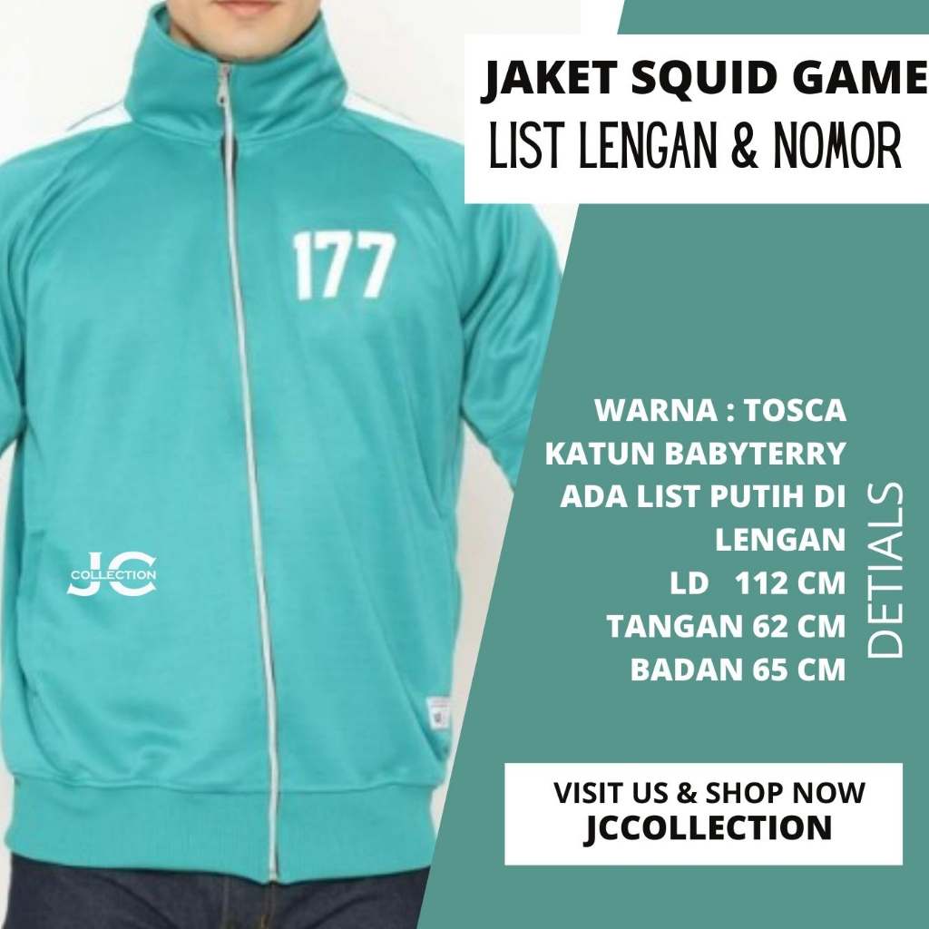 PROMO Sweater Jaket Squid Game List &amp; Zipper Seleting Murah Adem Nyaman - Tosca - JCCollections