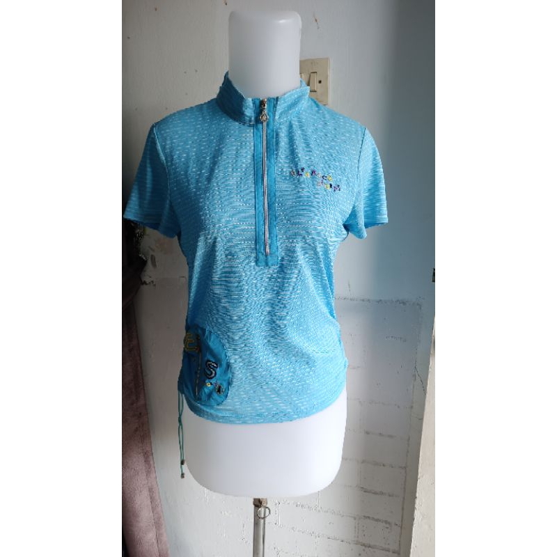 pl Kaos biru ngaret Brand ELEGANCE SPORTS ORI