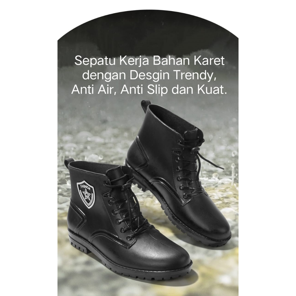 Sepatu Kerja Pria Import Anti Air Sepatu Karet Jenggel Pria  LF2888