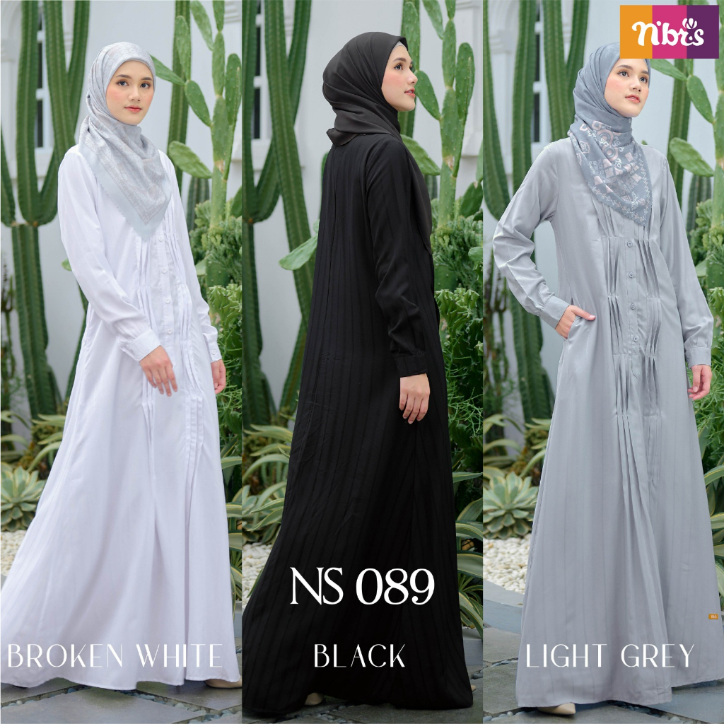 Nibras Gamis NS 89 Bahan Dobby Cotton Dress Fasion Muslimah Kekinian by Nibras Bisa COD