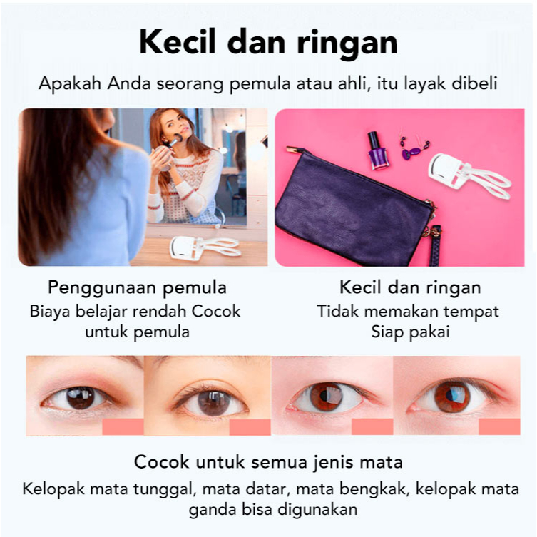 penjepit bulu mata elektrik Penjepit Bulu Mata Isi ulang USB Elektrik Eye Lash Perm Tahan Lama Bulu Mata Keriting Thermal Eyelash Curler Big Eye Curling Long-lasting Hold Penjepit Bulu Mata Elektrik  Tersedia 2 warna