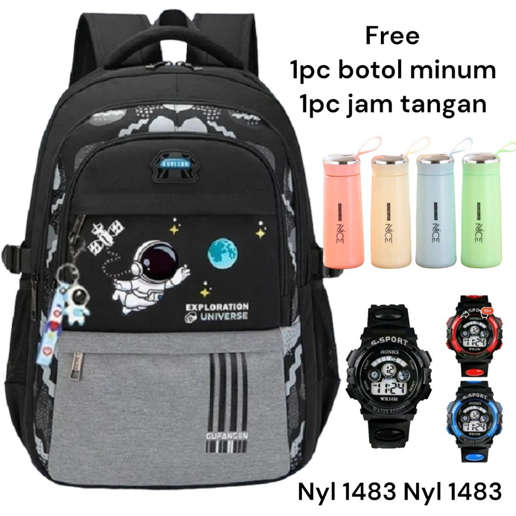 Tas Ransel Anak Laki Laki ASTRONOT 3in1 Tas Sekolah Anak Cowok SD SMP Tas Ngaji Kursus Les Tas Punggung Pria Murah