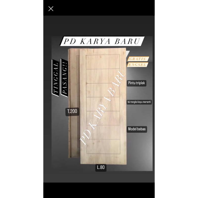 PINTU TRIPLEK | PINTU KAYU LAPIS TRIPLEK | PINTU MURAH | PINTU TRIPLEK 2m x 80