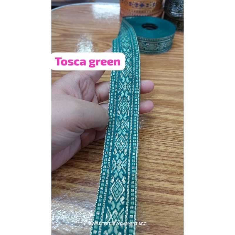 PITA RENDA BATIK / ETNIK / PITA SONGKET  BAHAN KAIN  LEBAR 3 CM  HARGA PER M