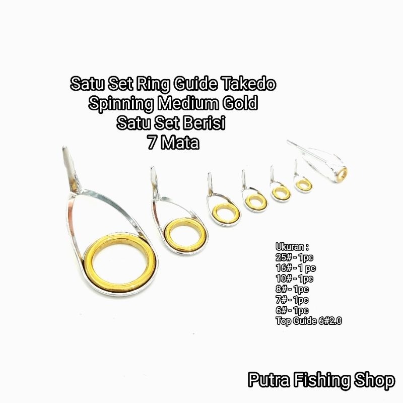 Ring Guide Takedo K Series Spinning Medium Gold Non Fuji - Satu Set Ring Guide Kaki 1 Spinning Mediu