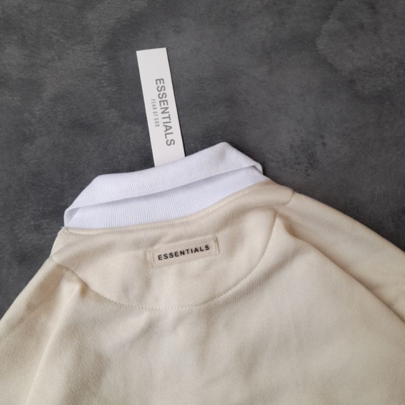 RUGBY JAKET SWEATER ESSENTIALS FEAR OF GOD CREAM FULLTAG &amp; LABEL