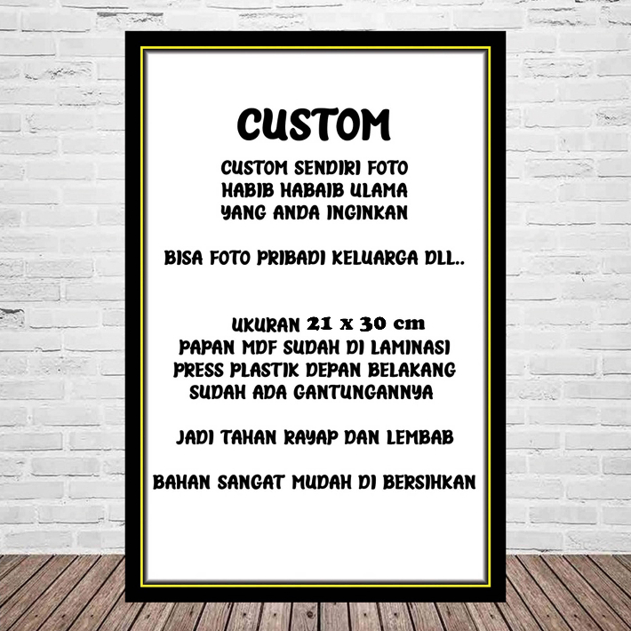 CUSTOM / REQUEST Foto/Gambar Sendiri Ukuran A4 21x30cm TEBAL 12mm