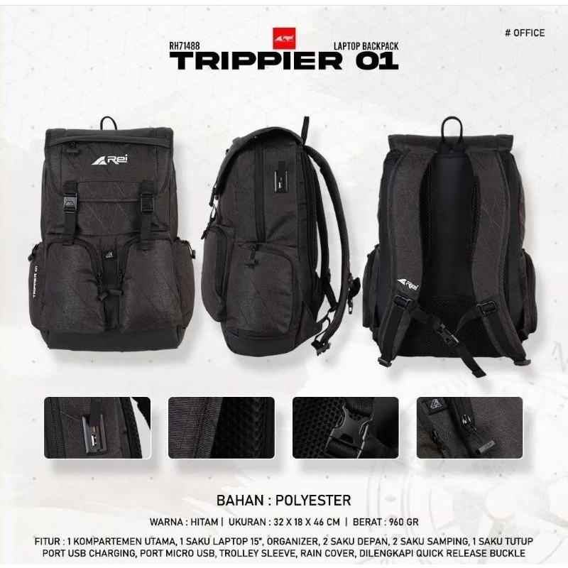 Tas Ransel Trippier 01 Arei Outdoorgear Daypack Laptop Free raincover