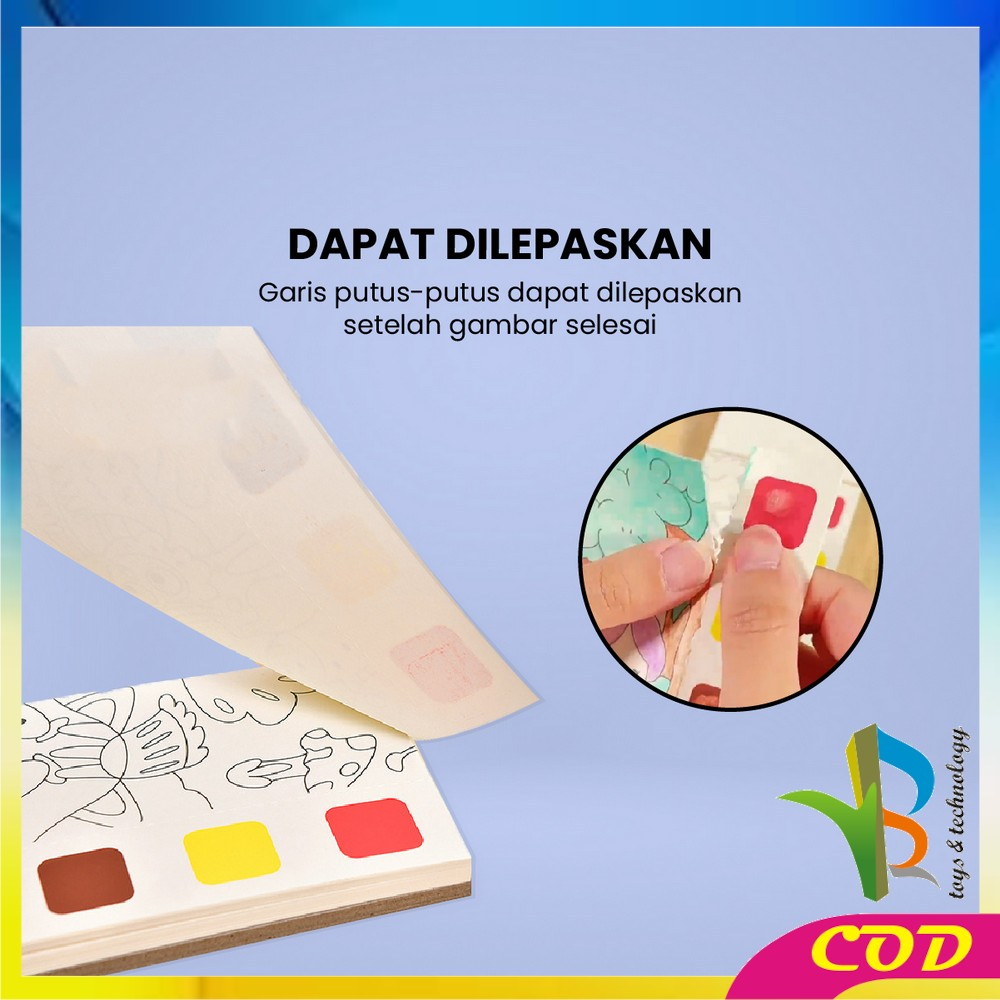 RB-A56 Buku Gambar Mewarnai Buku Lukis Cat Air Set Free Kuas / Buku Mewarnai Watercolor Book Coloring Edukasi Anak