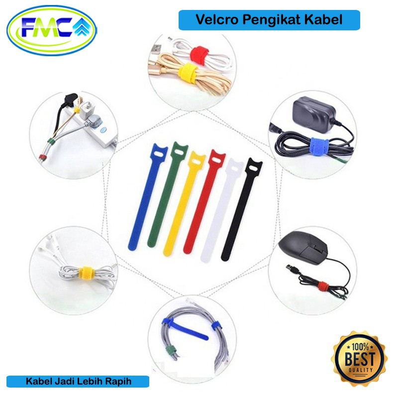 Pengikat Kabel Serbaguna Velcro Strap Cable Organizer Tali Ties Tis Nilon Ikat Murah Praktis