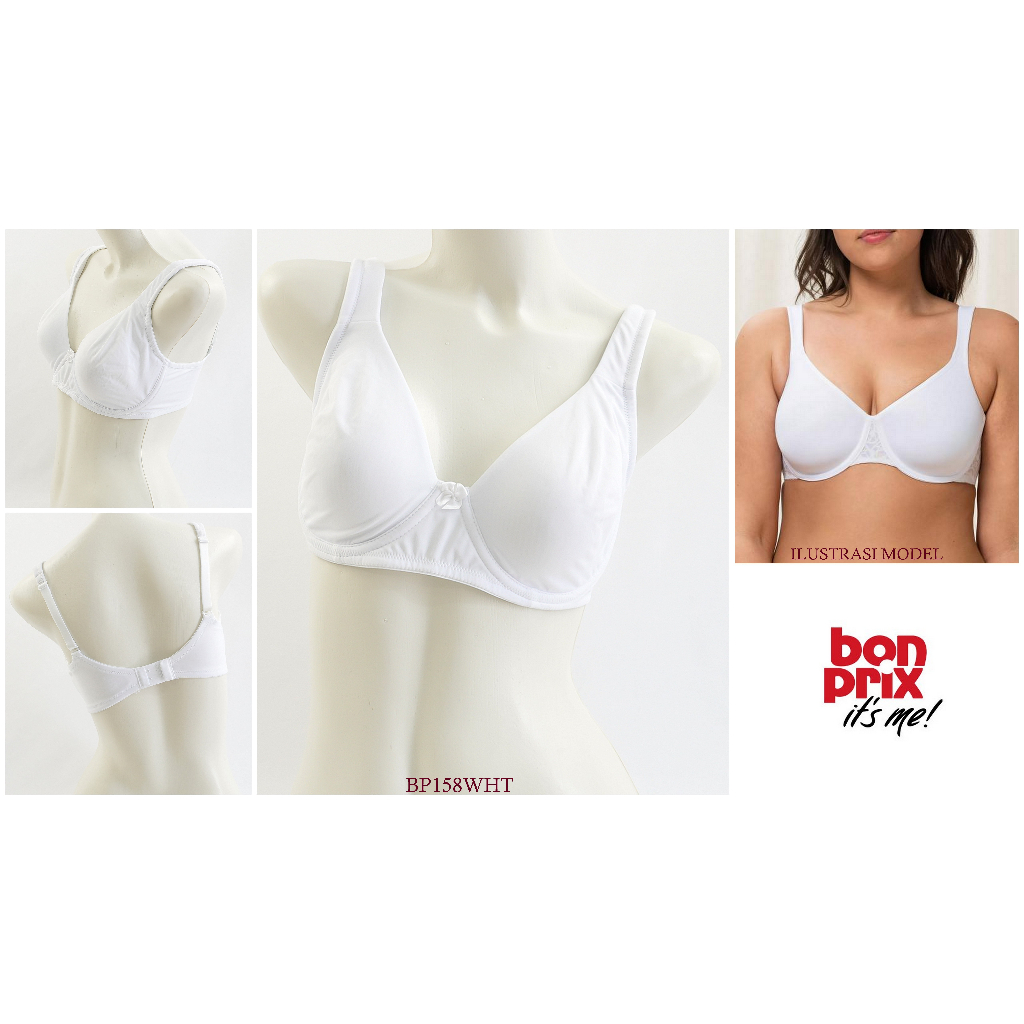 Bra Wanita Kawat Tanpa Busa Full Cup BONPRIX Model Polos  / Big SIze Non Padded 34B 40C 40E E 44DD 4