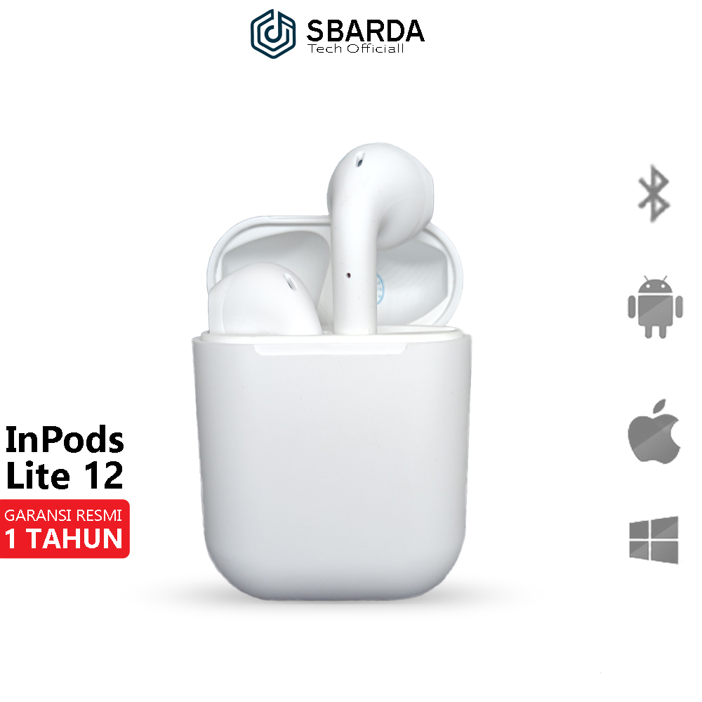 [Garansi 1 Tahun] - Inpods I12 Tws True Wirelless Bluetooth Headset Earbuds Earphone Bass BT V5.0 By Sbarda Tech Officiall