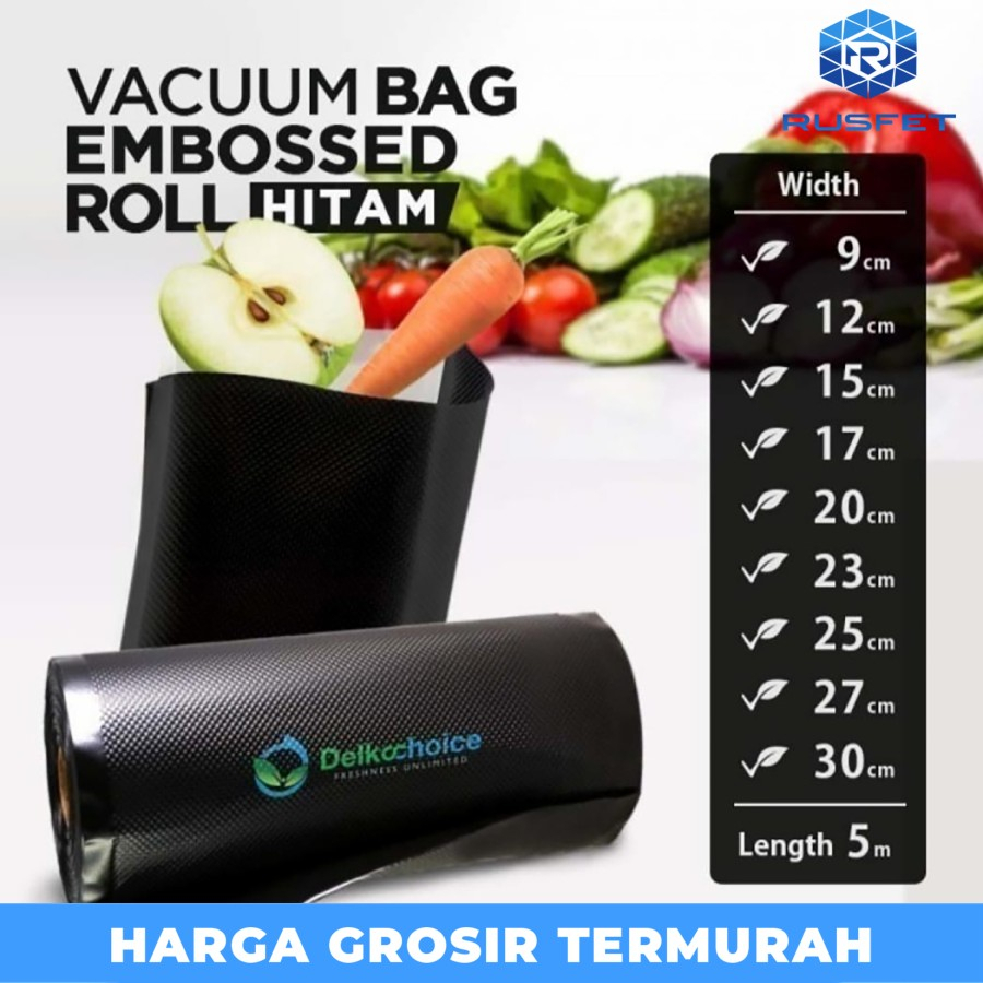 

PLASTIK Vacuum BLACK Emboss Roll 5Meter Vakum Embossed DELKOCHOICE