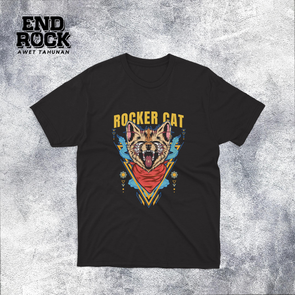 Kaos Distro Regular slimfit Original endrock Tema Rocker Cat DTFS181