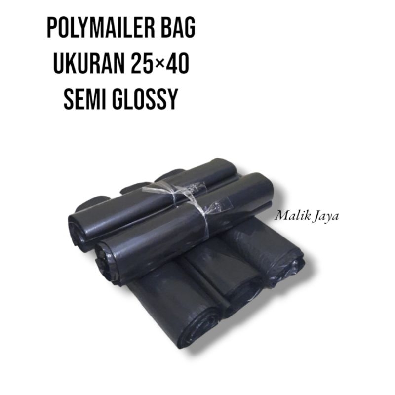 

KANTONG PLASTIK PACKING POLYMAILER HD 25X40 Hitam SEMI GLOSSY isi 100 Pcs