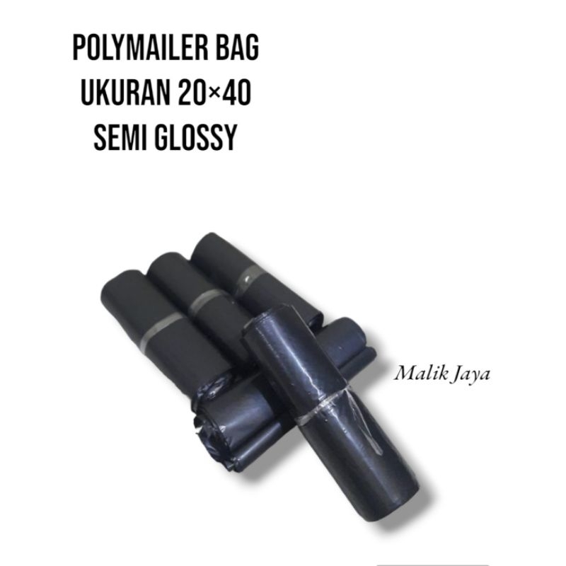 

KANTONG PLASTIK PACKING POLYMAILER HD 20X40 Hitam SEMI GLOSSY isi 100 Pcs