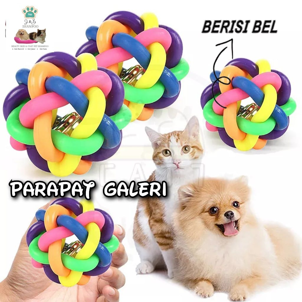 Mainan Anjing Bola Lonceng Bola Tujuh Warna Mainan Kucing Krincingan Steinless Mainan Kucing Cat Toys