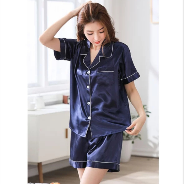 RULIF Piyama baju tidur wanita satin fashion pendek