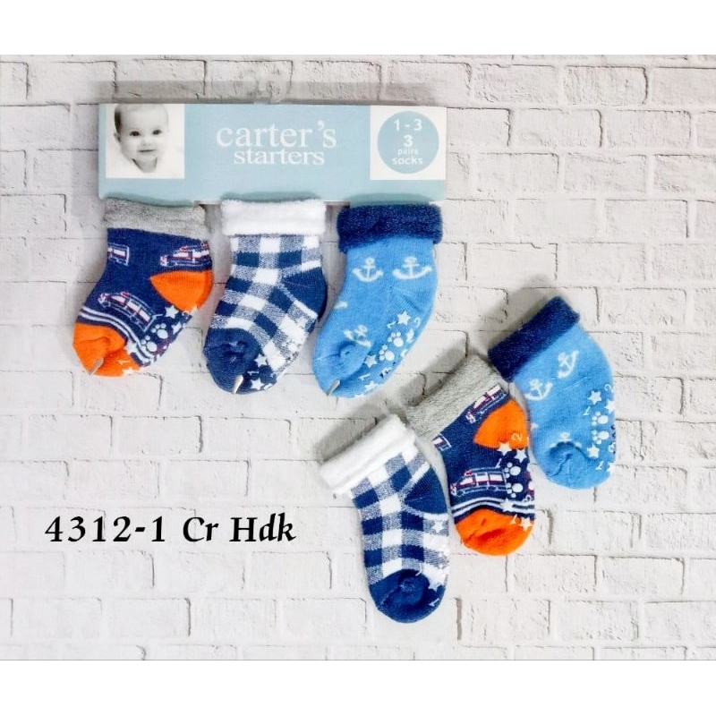 Kaos Kaki Anti Slip / Handuk CARTER 3 in1 usia 1-3 thn Boy&amp;Girl