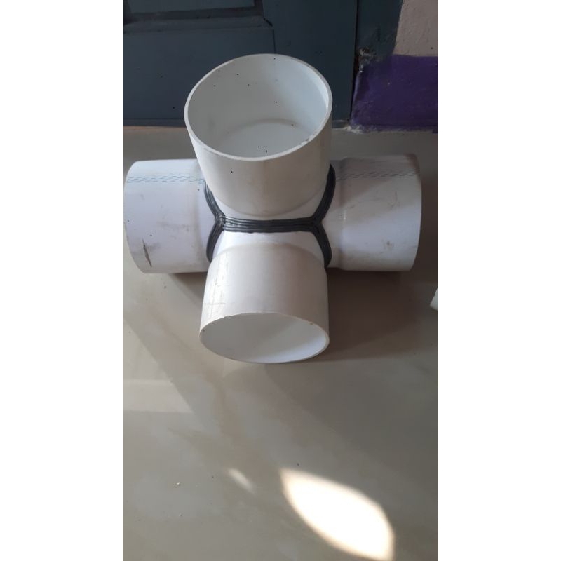 tee 4 way 4 inchi konektor pipa 4 cabang 4 inc