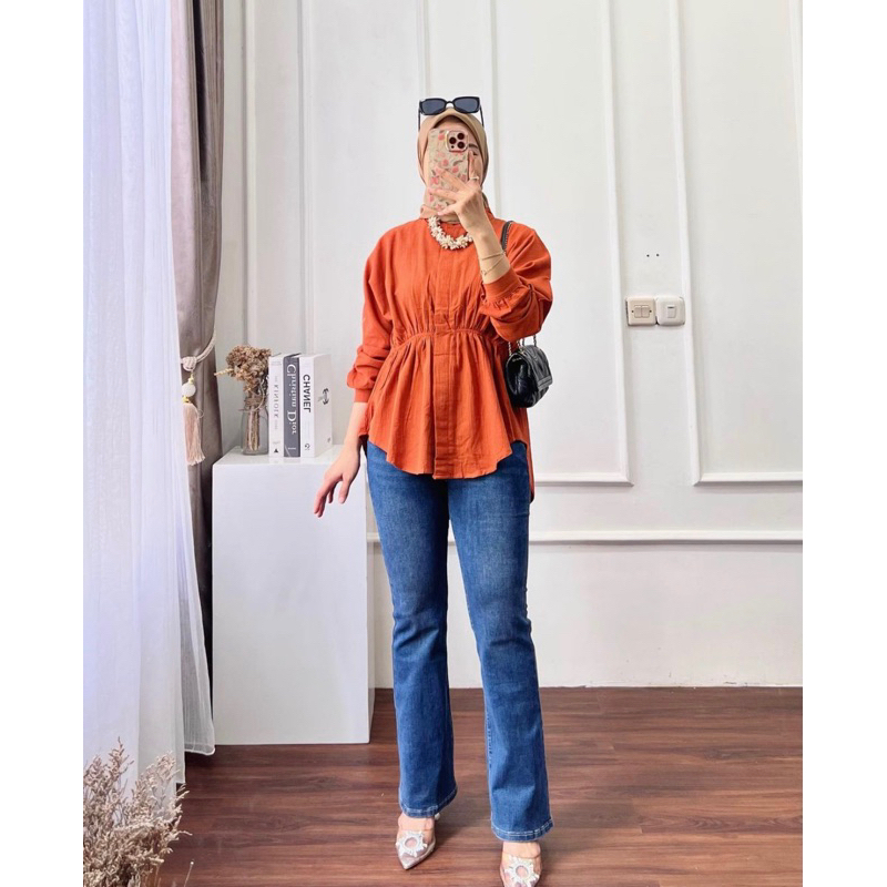 Aiko Shirt Blouse //Kemeja Kerut Wanita