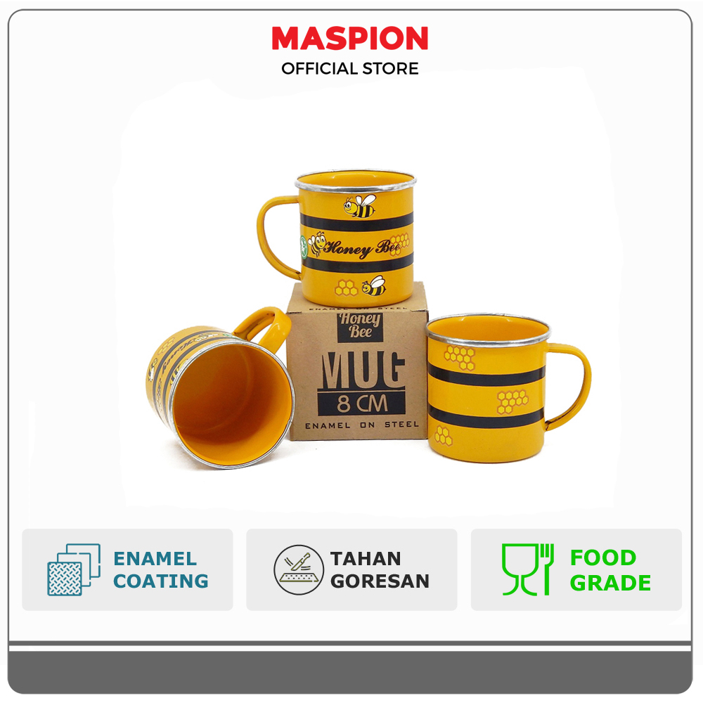 Maspion Panda Gelas Cangkir Enamel Honey Bee Mug 8 cm