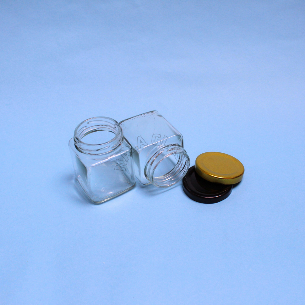 JKK150 jar kaca square 150ml / toples kaca kotak 150ml / jar madu / selai