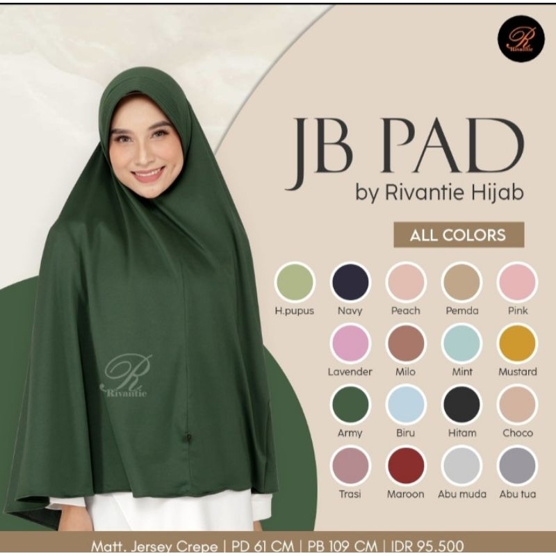 Kerudung Rivantie Jumbo Pad/Rivantie/kerudung syar'i/Bergo Rivantie/kerudung Jersey jumbo/JB pad