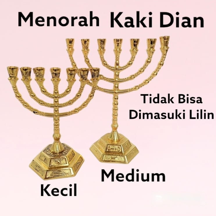 Menorah Israel Yahudi Hanukkah Kaki Dian Pelita Souvenir Israel Profetik Ibrani Judaika Bahtera