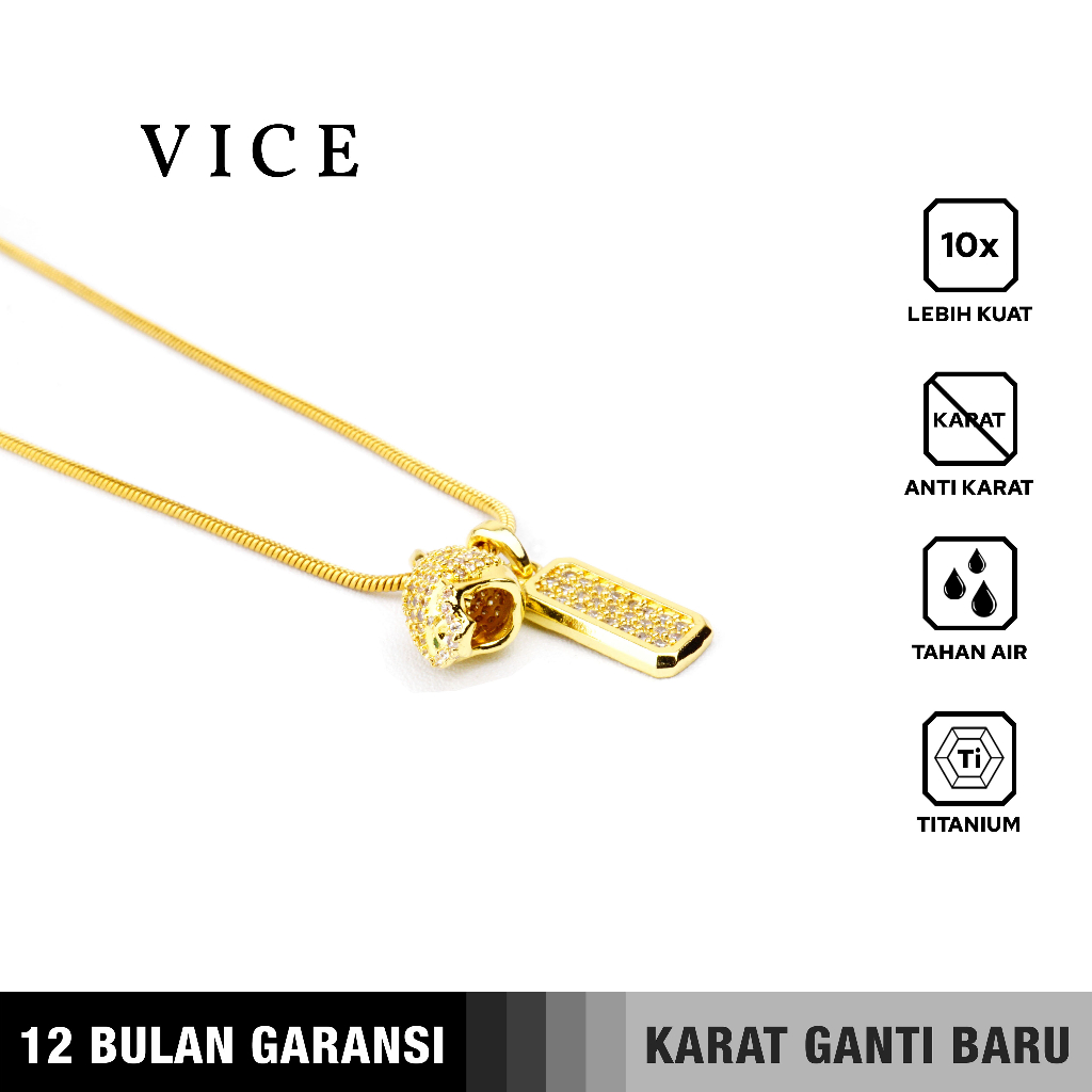 Emrys Liontin Set VICE Titanium Anti Karat Kalung Titanium Pria Wanita