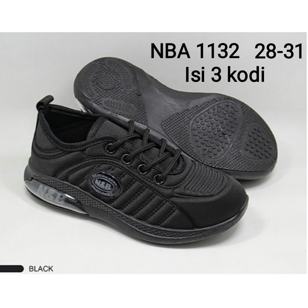 Sepatu Sneakers Anak Tali Hitam Putih N&amp;B Unisex Ukuran 28-35  / 1126 / 1129 // 1132 / 1135