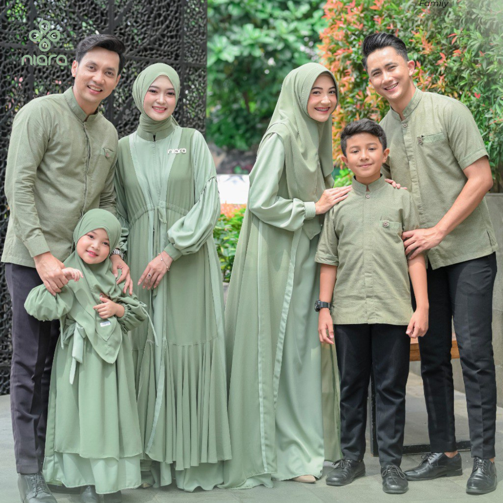 Sarimbit Keluarga Arabella By Niara Family Set Couple Warna Jagawana Sage